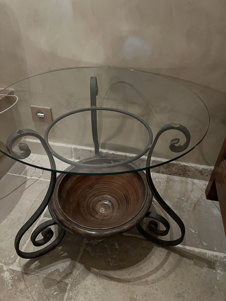 Table basse fer forg� et verre 50 Antibes (06)