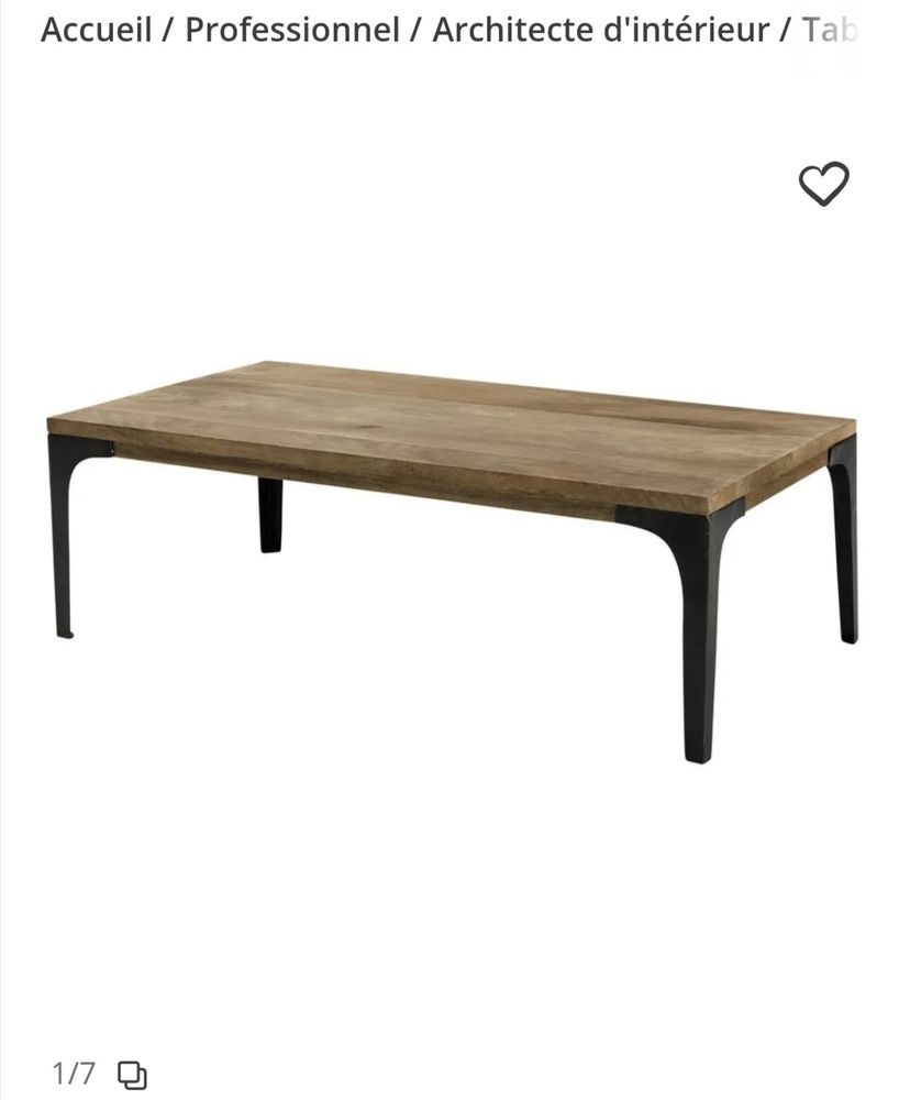 Table basse manguier massif et m�tal 120 Toulon (83)