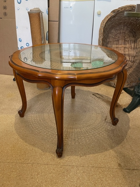 TABLE BASSE MERISIER ET VERRE 1000 Gan (64)