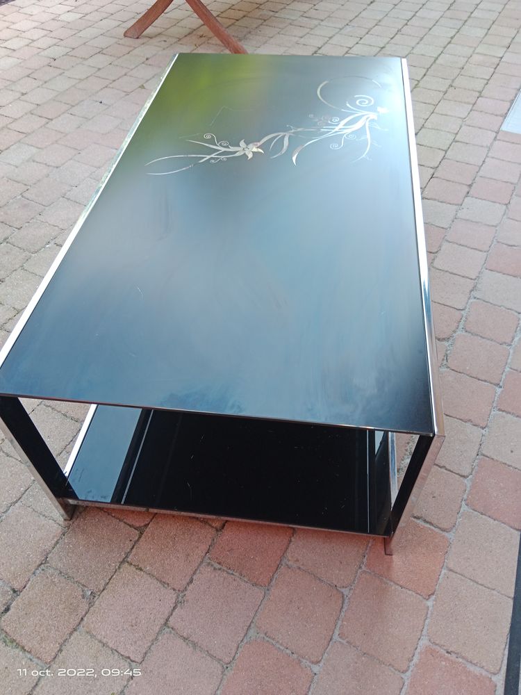 Table basse noire verre tremp�e inox 45 Saint-Nicolas (62)