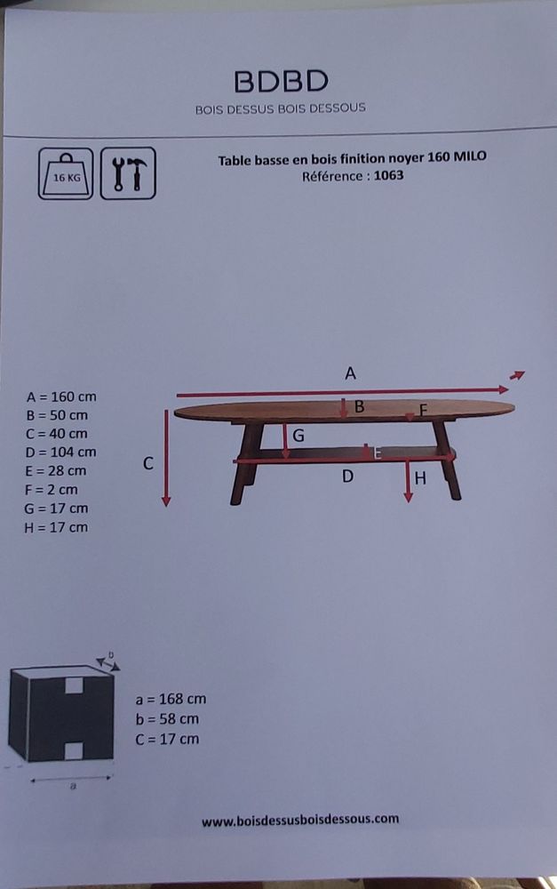 TABLE BASSE OVALE EN BOIS DE SALON 180 Mandelieu-la-Napoule (06)