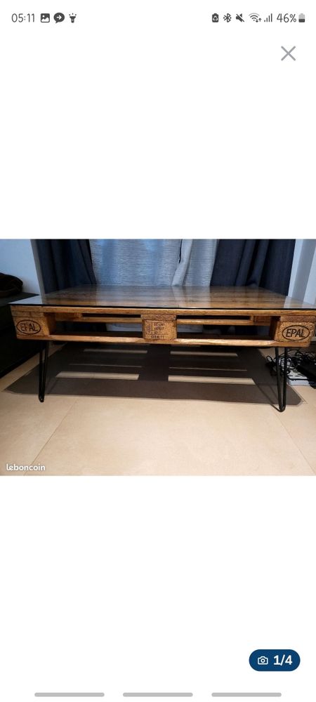 table basse palette avec plateau de verre s�curit 180 Villiers-sur-Marne (94)
