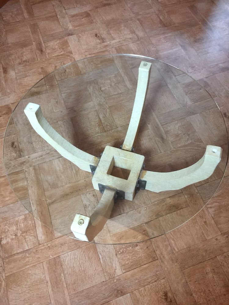 table basse en pierre avec plateau verre de 80cm 50 �tiolles (91)