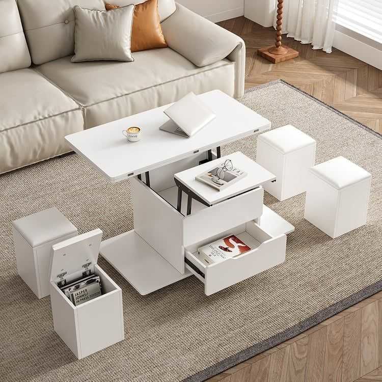Table basse pliable avec plateau relevable + 4  tabourets et rangement 315 Lens (62)