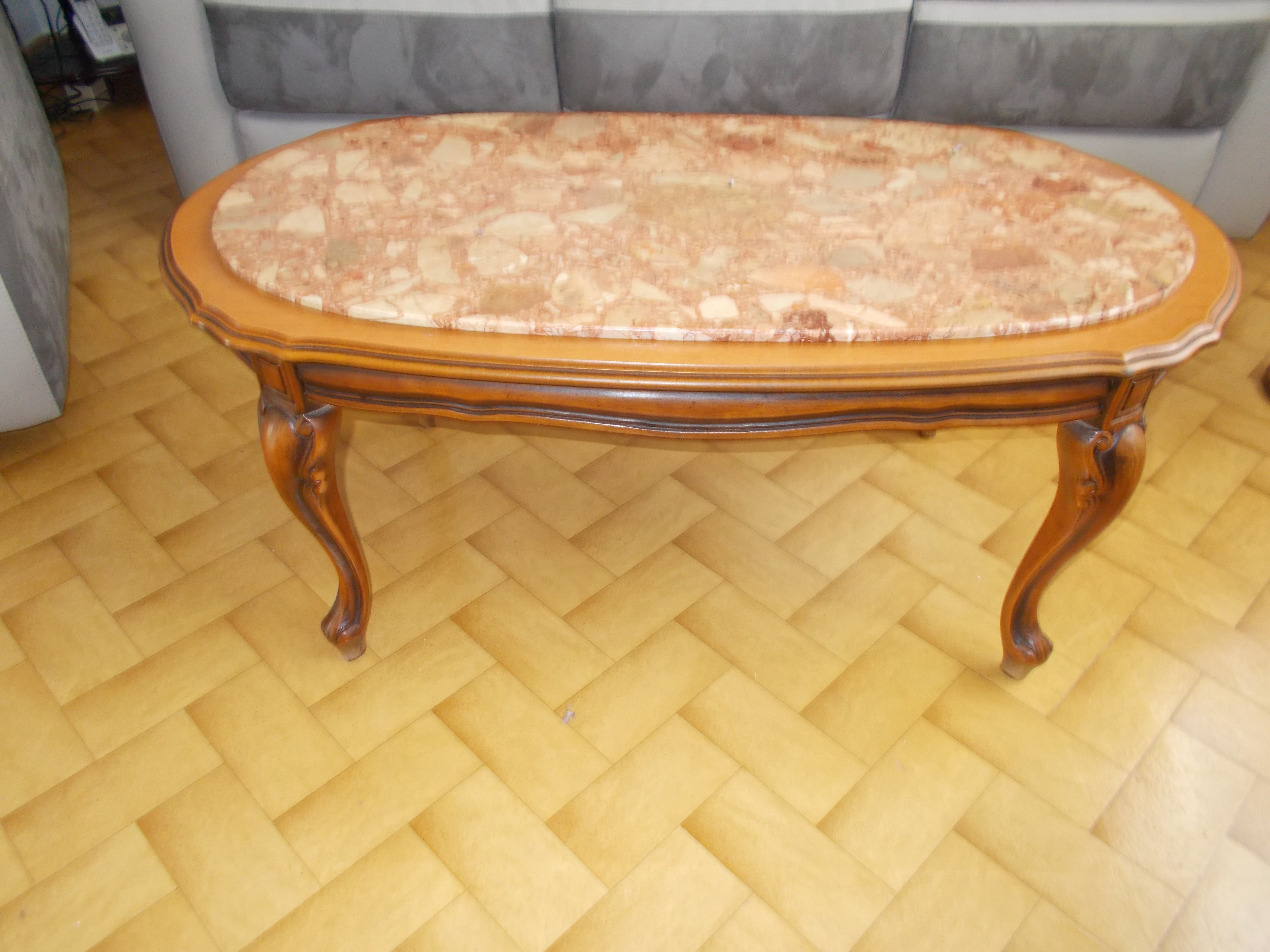 table basse salon merisier et marbre 150 Feuqui�res (60)