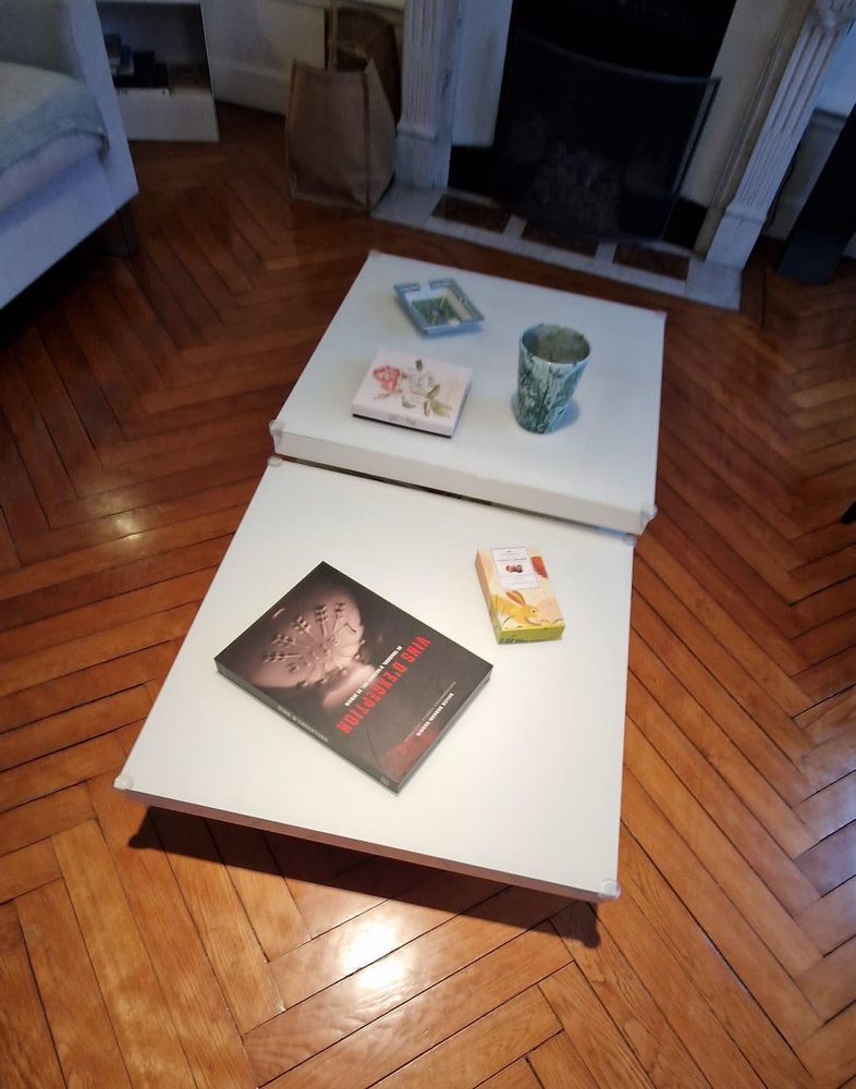 Table basse de salon en bois laqu� blanc 120 Beaune (21)