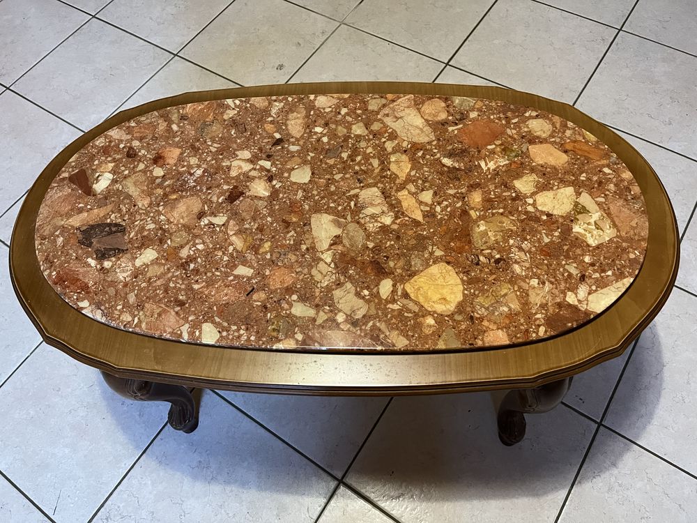 Table basse salon bois et marbre 50 Vinzelles (71)