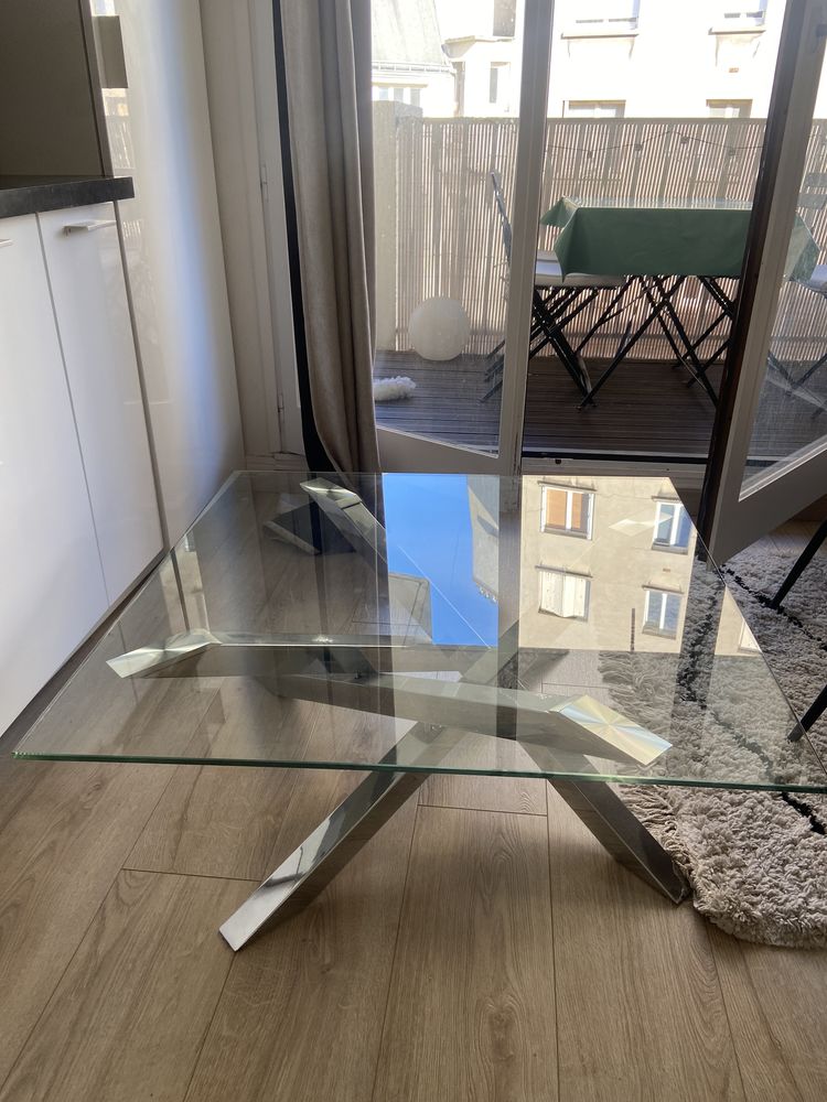 Table basse verre tremp� et acier 70 Paris 15 (75)