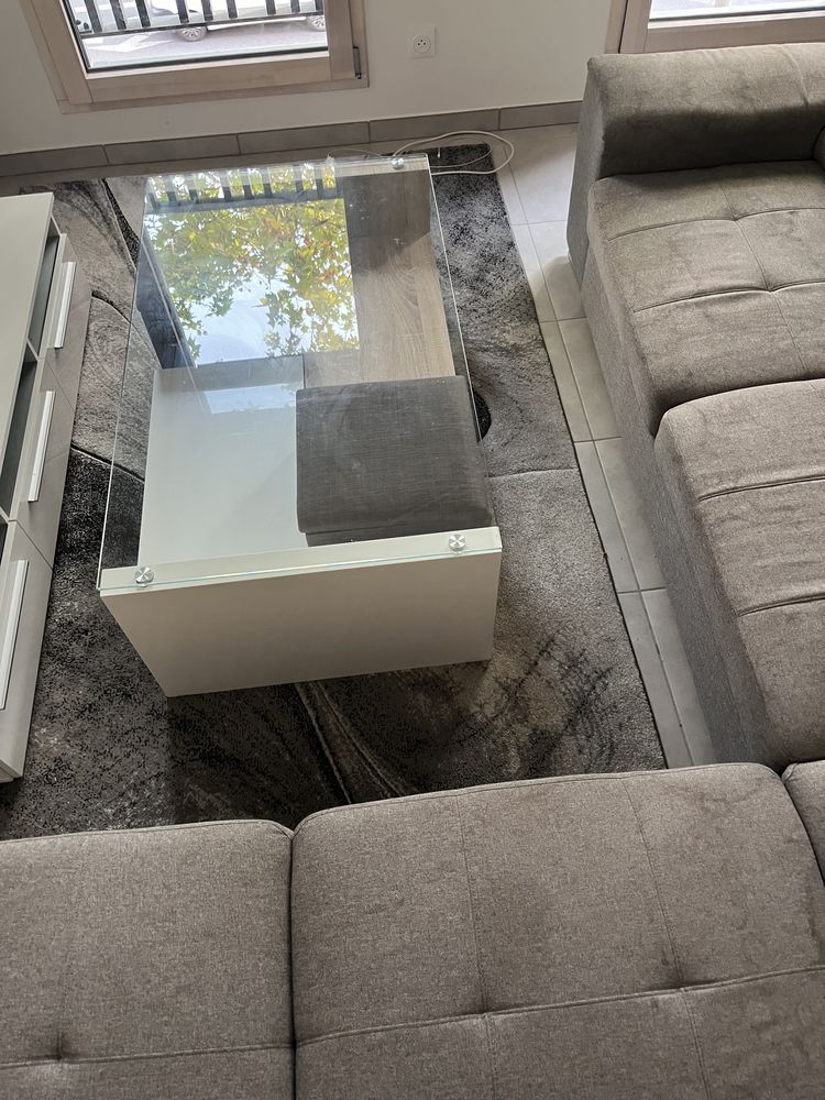 Table basse en verre avec poufs matelass�s 50 Lyon 8 (69)