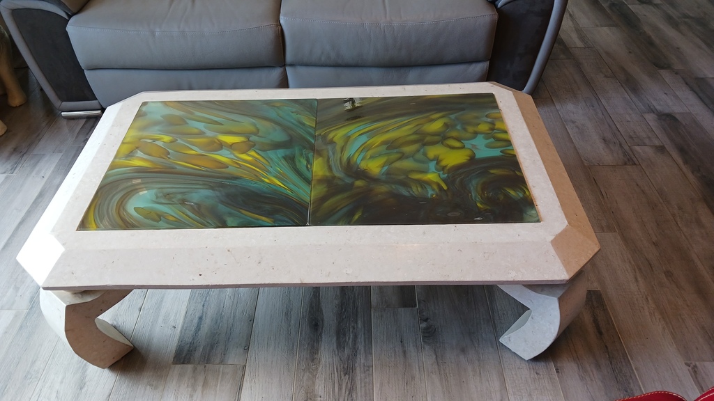 Table basse  en verre souffl� et pierre plaqu�e 0 Gouesnach (29)