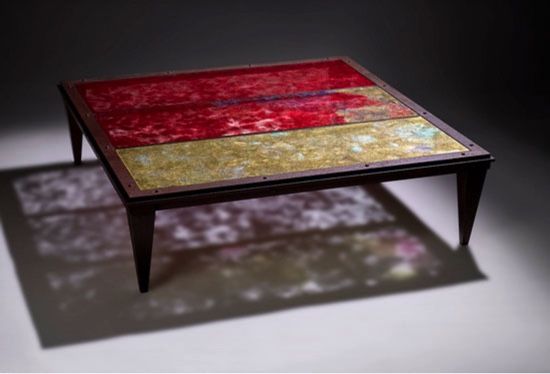 Table basse en verre et fer forg�, pi�ce unique 0 Jouy-en-Josas (78)