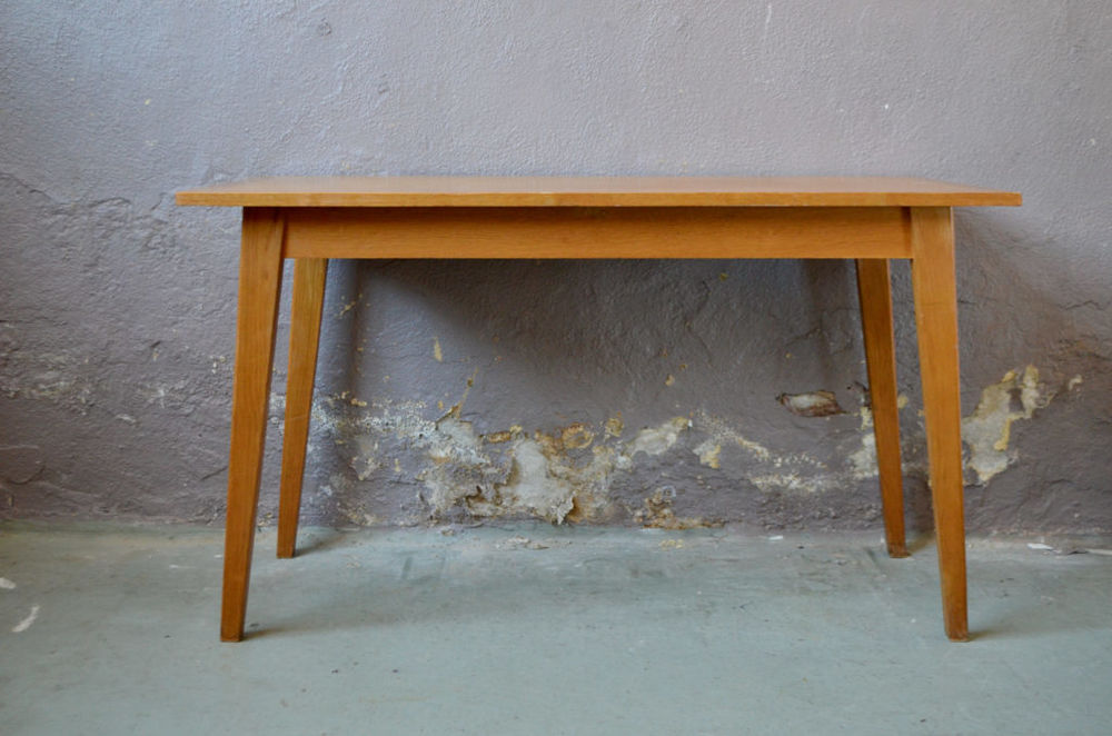Table ou bureau vintage scandinave pieds compas ancien bois 420 Wintzenheim (68)