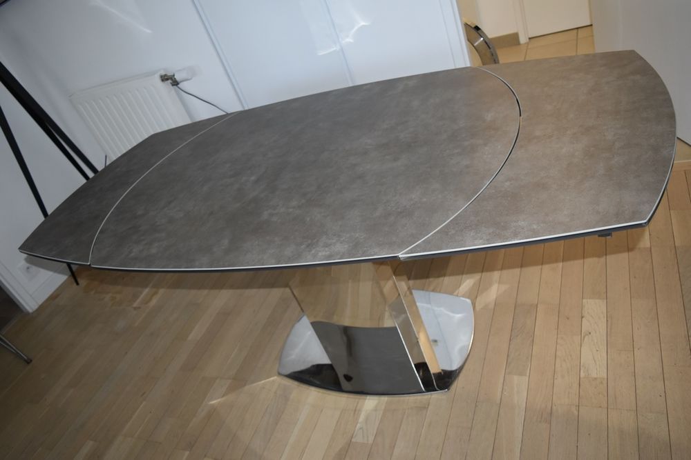 Table céramique extensible argile - pied chrome 120/180x90 589 Colombes (92)