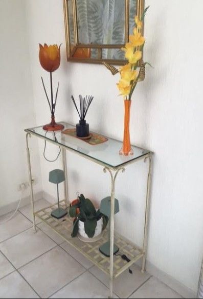 Table, chaises et consoles fer forg� cr�me 350 Pouzols (34)