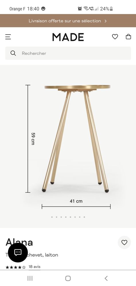 Table de chevet laiton. 80 Villeneuve-l�s-Avignon (30)