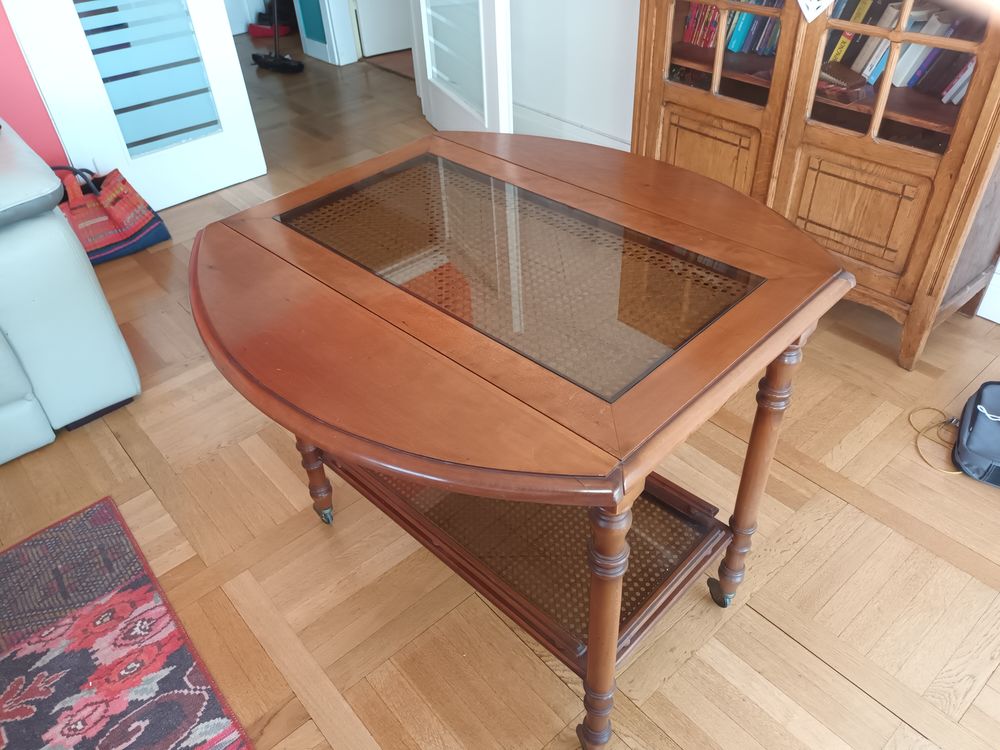 Table desserte merisier massif � roulettes 120 Garches (92)