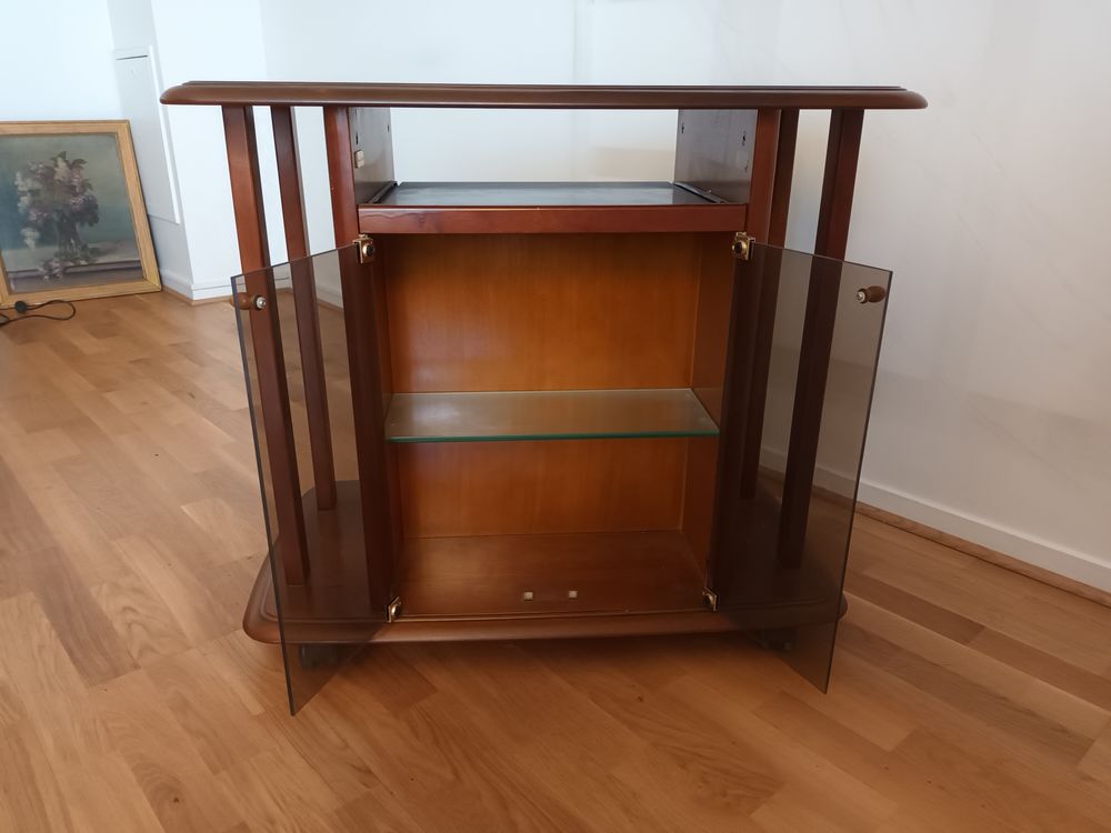 Table desserte roulante en merisier massif 120 Garches (92)