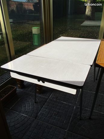 Table formica blanc 2 rallonges VINTAGE 60 M�rignies (59)