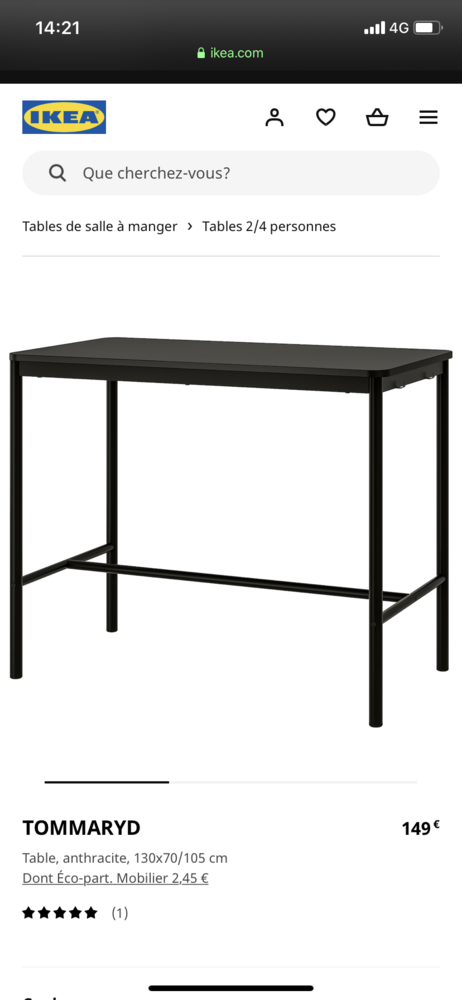 table haute + 4 chaises assorties de Ikea 150 Avignon (84)