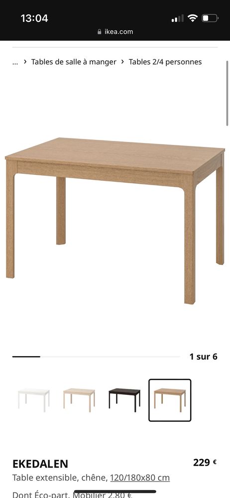 Table Ikea avec rallonge Bois couleur chêne 220 Saint-Ouen (93)