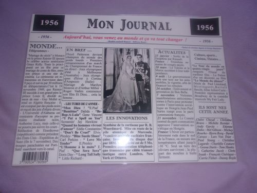 Set de table  journal ann�e 1956  1.5 Villiers (86)