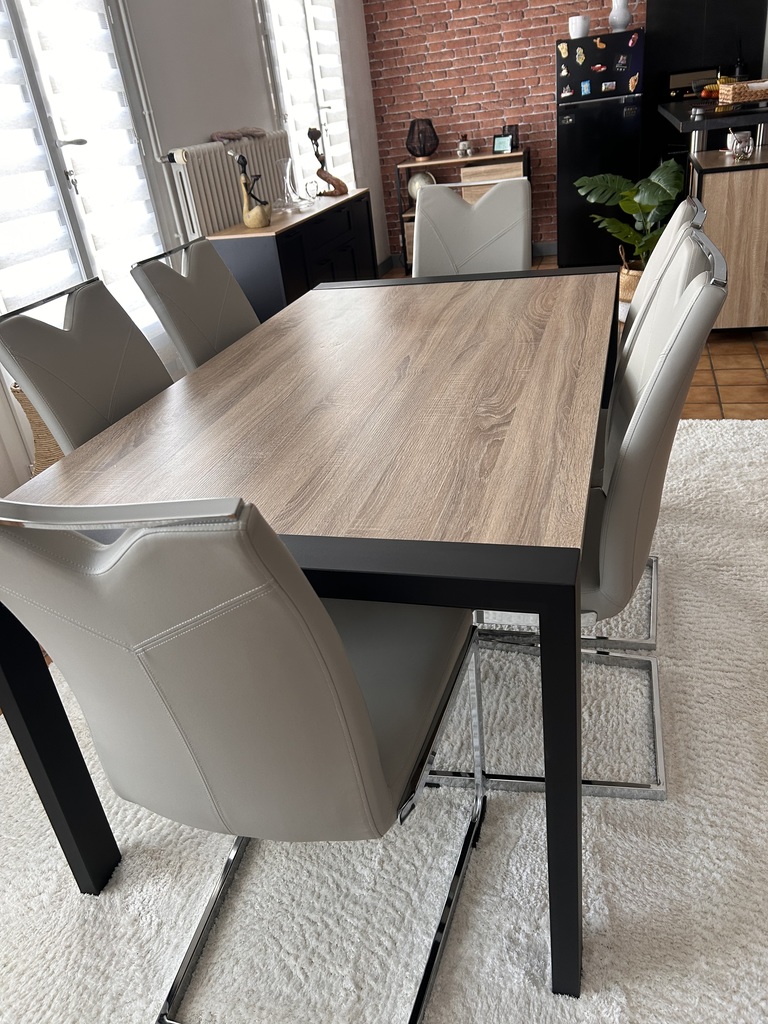 Table � manger avec 6 chaises grises 350 Dang�-Saint-Romain (86)