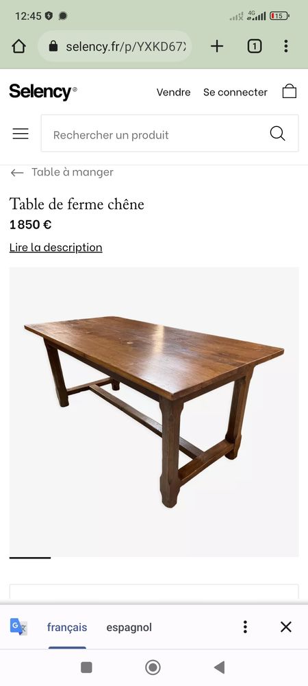 Table � manger en bois de ch�ne massif 200 Saint-Aignan (33)