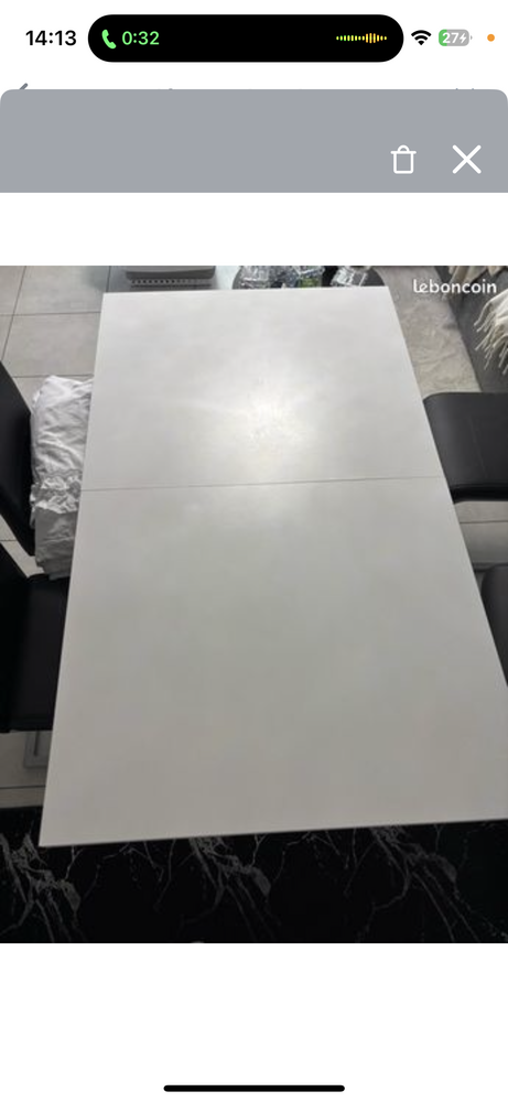 Table � manger grise b�ton et blanche 140-180cm (rallonge) 0 Saint-Fons (69)