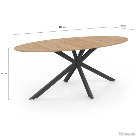 Table � Manger Ovale Bois et M�tal 110 Bais (53)