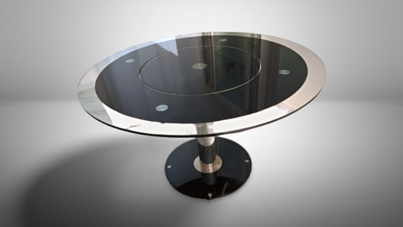 Table � manger verre fum� parfait �tat plateau central 150 Chamb�ry (73)