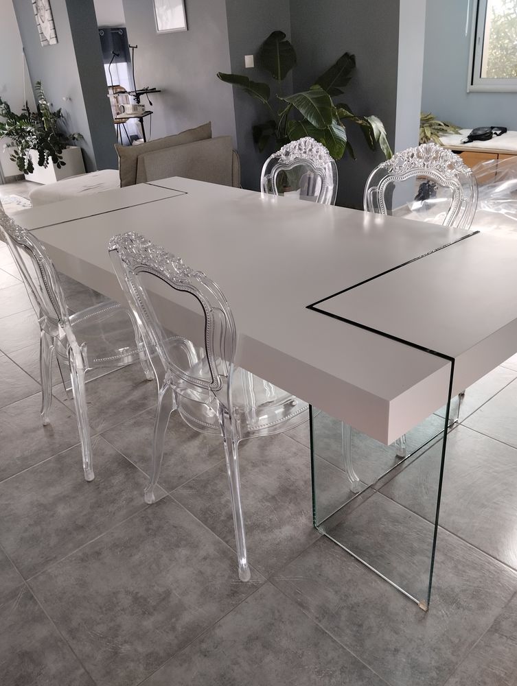 Table moderne blanc laqu� mat tbe 200 Combaillaux (34)