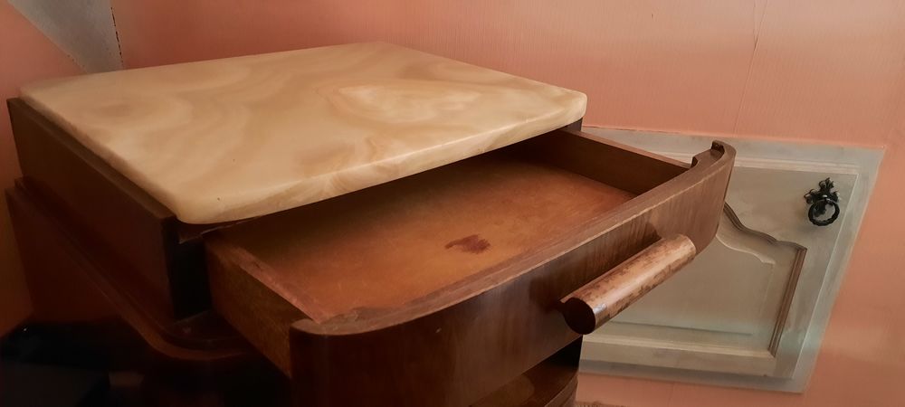 Table de nuit acajou et marbre 90 Caug� (27)