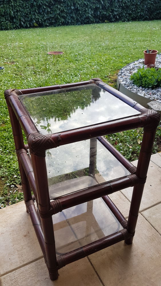 Table nuit ou appoint salon rotin et verre 50 Soyaux (16)