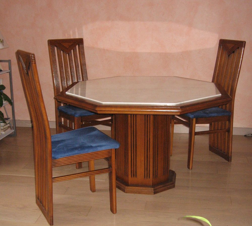 table octogonale en orme massif plateau en marbre blanc 0 Saint-Martin-d'H�res (38)