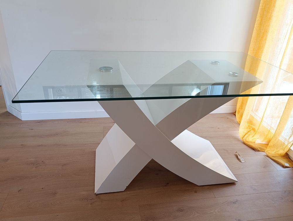 Table rectangulaire en verre 100 Cr�on (33)