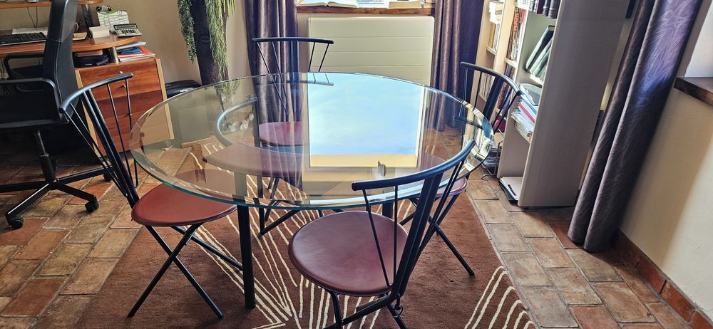 Table Roche Bobois verre acier et cuir 0 Le Revest-les-Eaux (83)