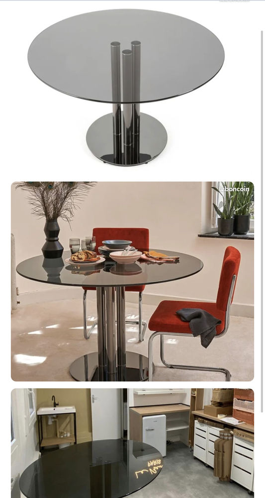 Table ronde � manger en verre tremp� 400 Paris 2 (75)