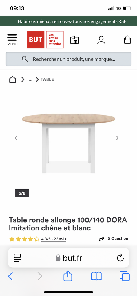 Table Ronde Moderne Imitation Ch�ne et Blanc 195 Cavalaire-sur-Mer (83)