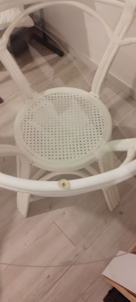 Table en rotin et verre vintage 80 Hy�res (83)
