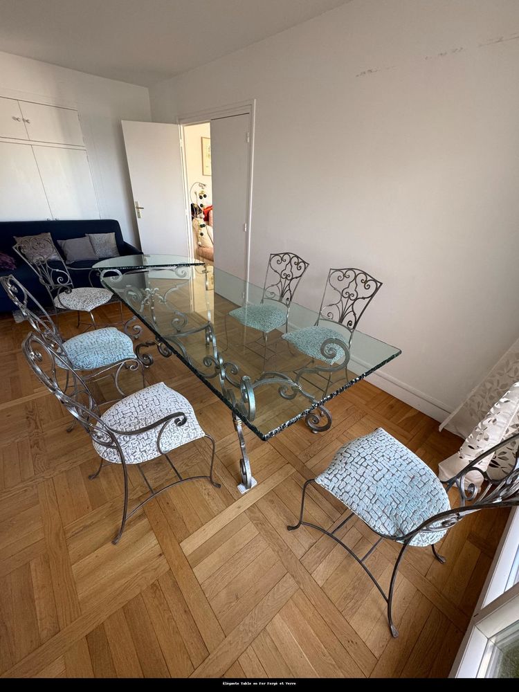 Table salle � manger en Fer Forg� avec Plateau en Verre 1200 Paris 15 (75)
