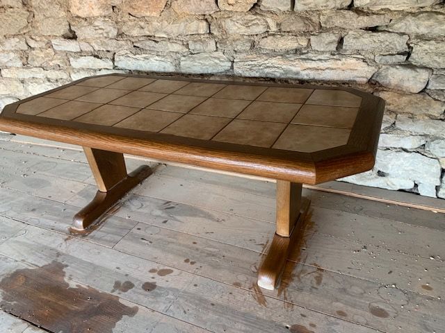 Table de salon en bois et c�ramique 80 Rully (71)