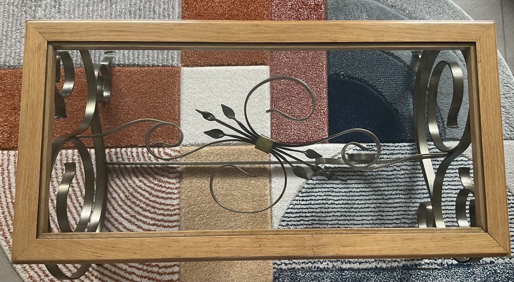 Table de salon bois verre et fer forg� 0 Labourse (62)