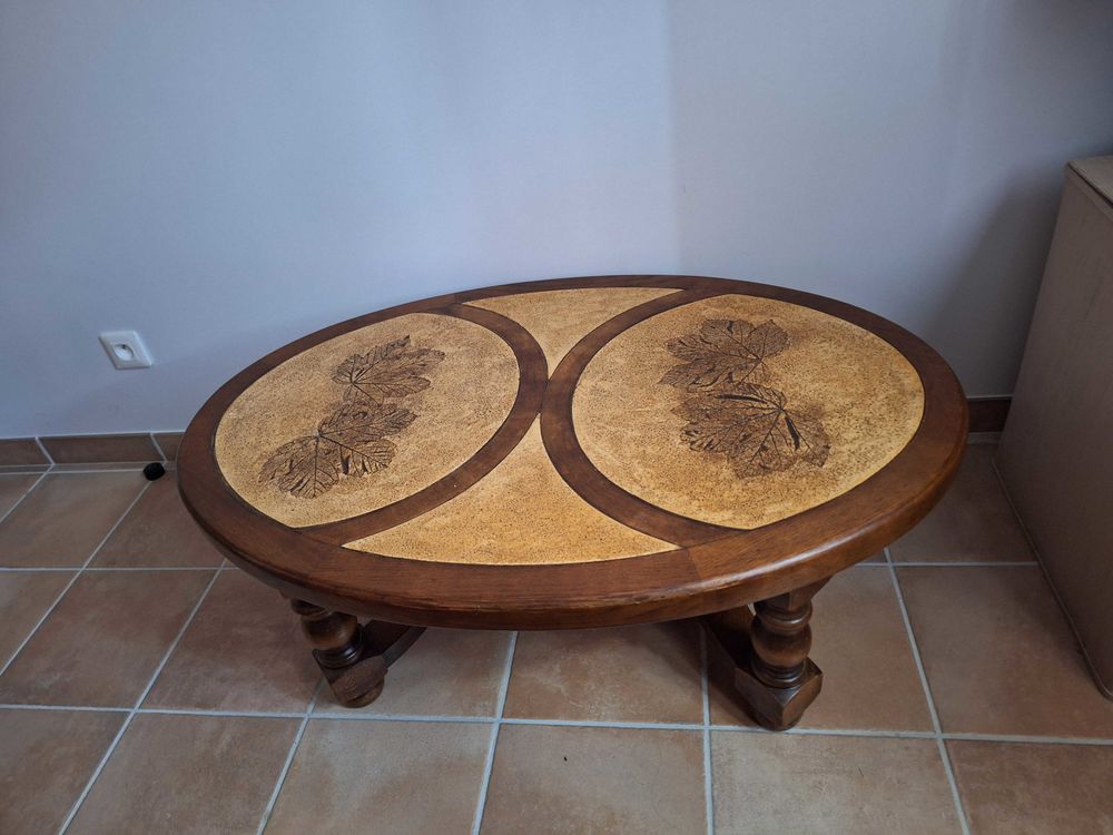 table de salon ch�ne avec mosa�que dimensions 108cm X 74 cm 30 R�almont (81)