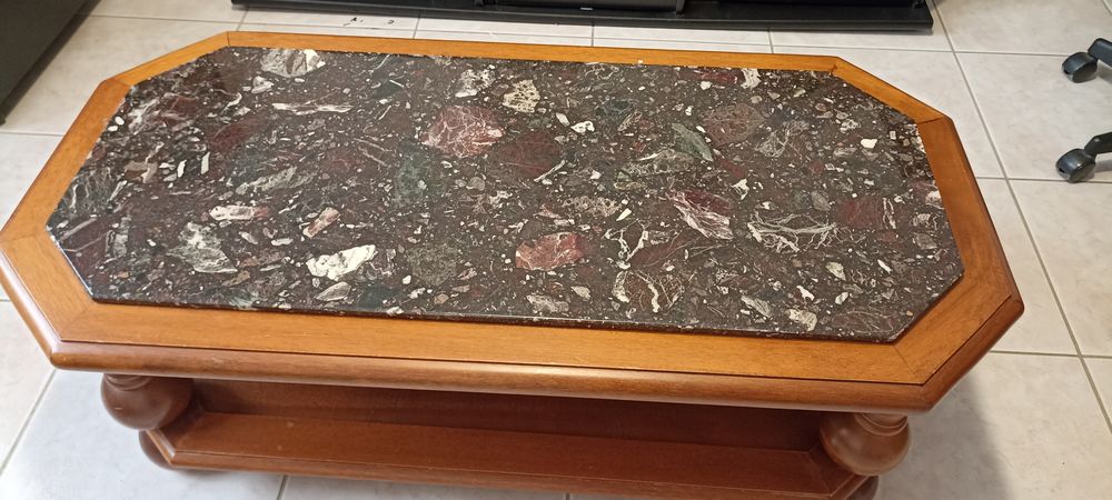 Table de salon en ch�ne et marbre 100 Frontignan (34)