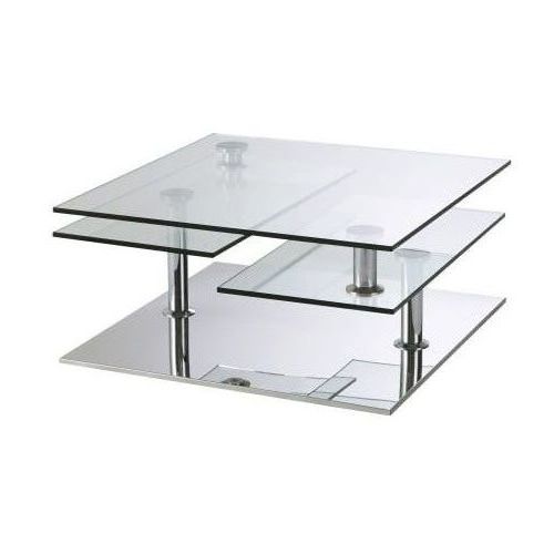 Table de salon contemporaine carr�e en verre tremp� 120 Caumont (27)