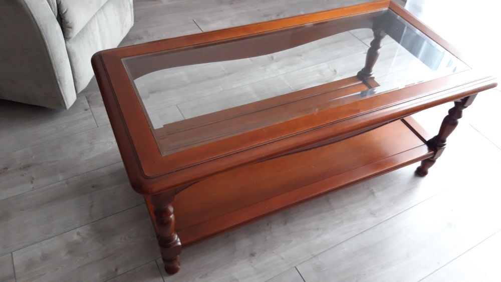 Table de salon en merisier, dessus verre 45 Chartres (28)