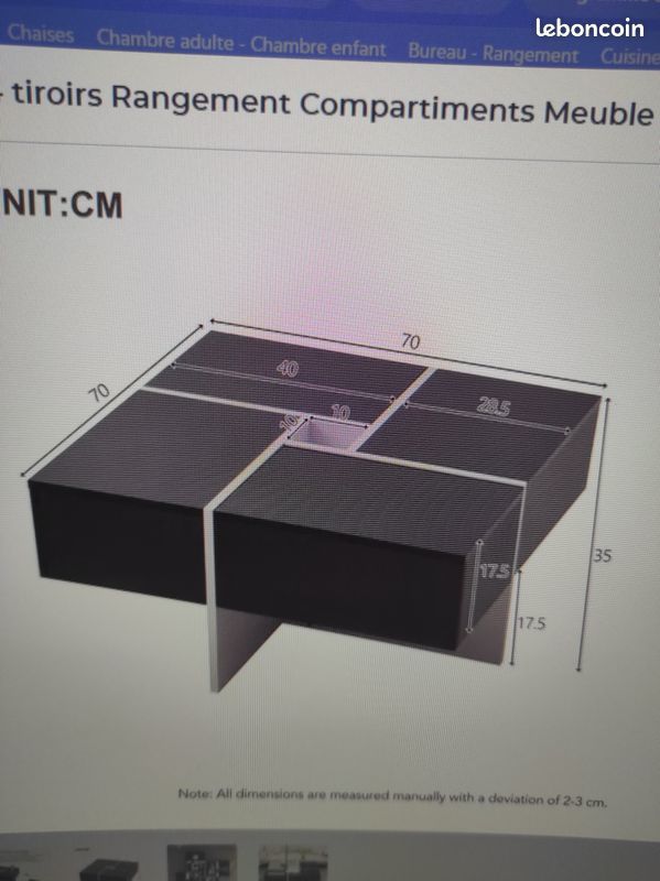 table salon noire et blanche NEUVE 100 Landouge (87)