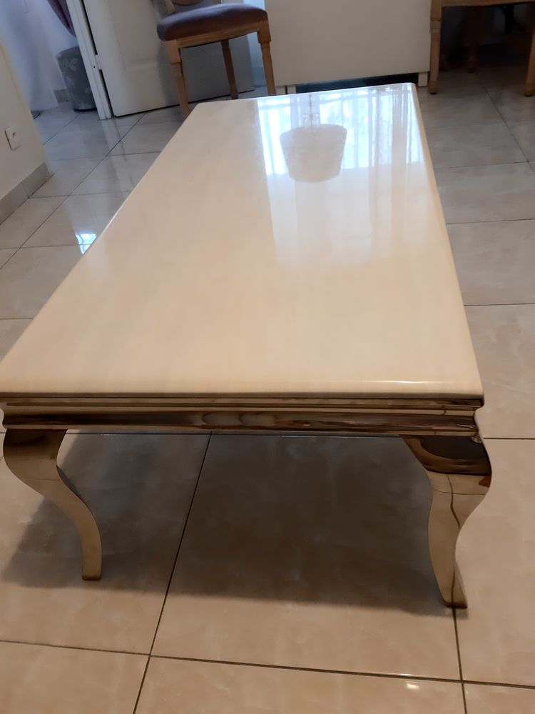 Table de salon, pieds argent�s, effet marbre 180 Bobigny (93)