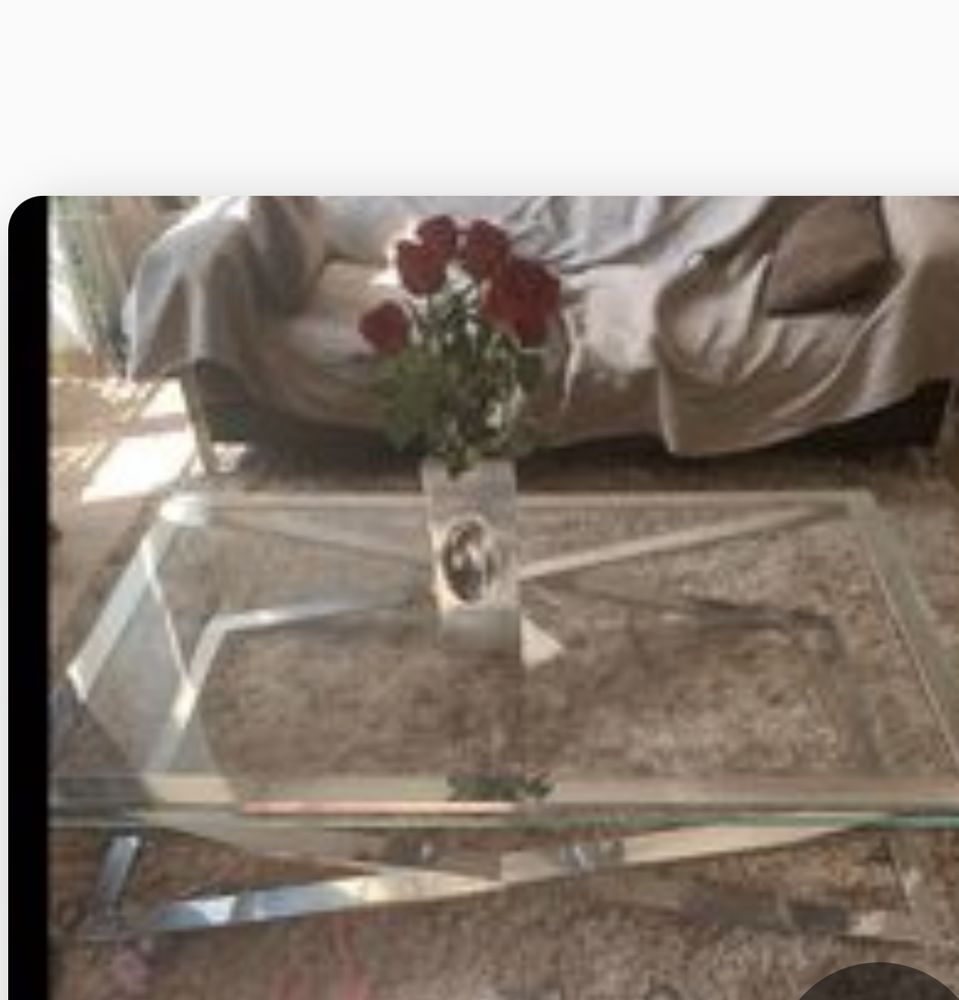 Table de salon plateau verre et pied chrome 450 Nice (06)