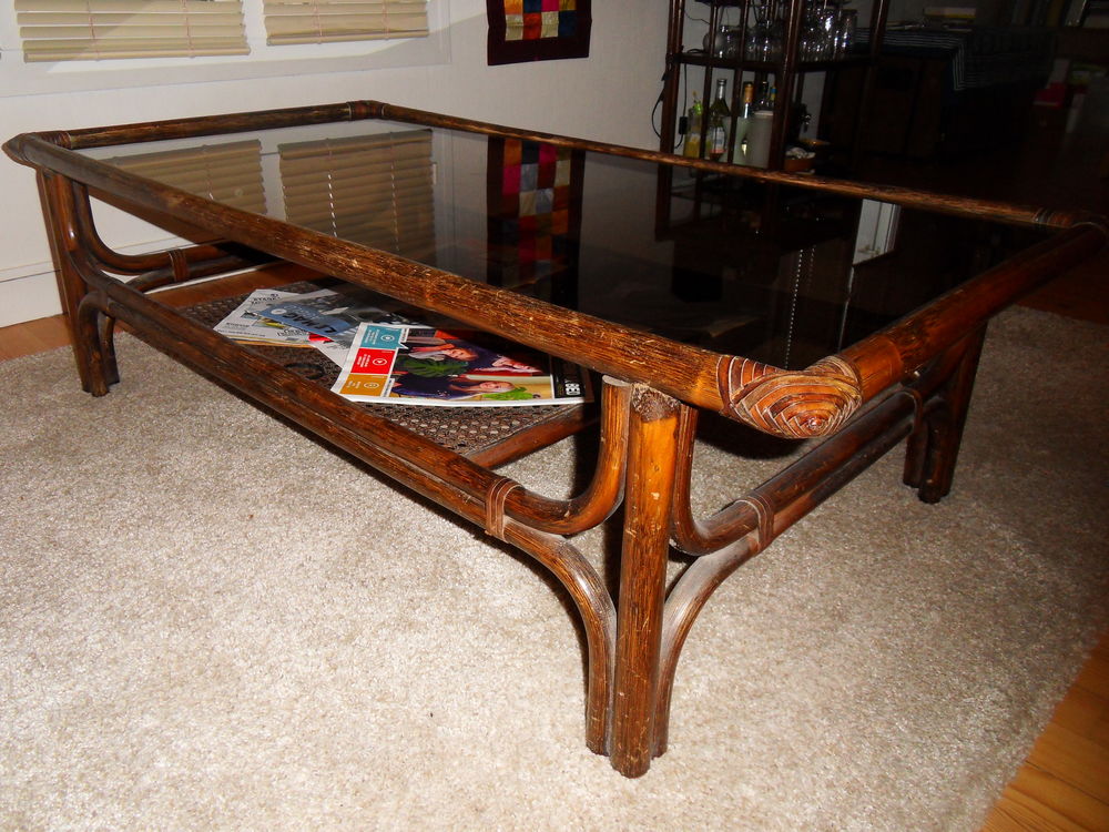 table de salon en verre fum� et bambou 40 Quimper (29)